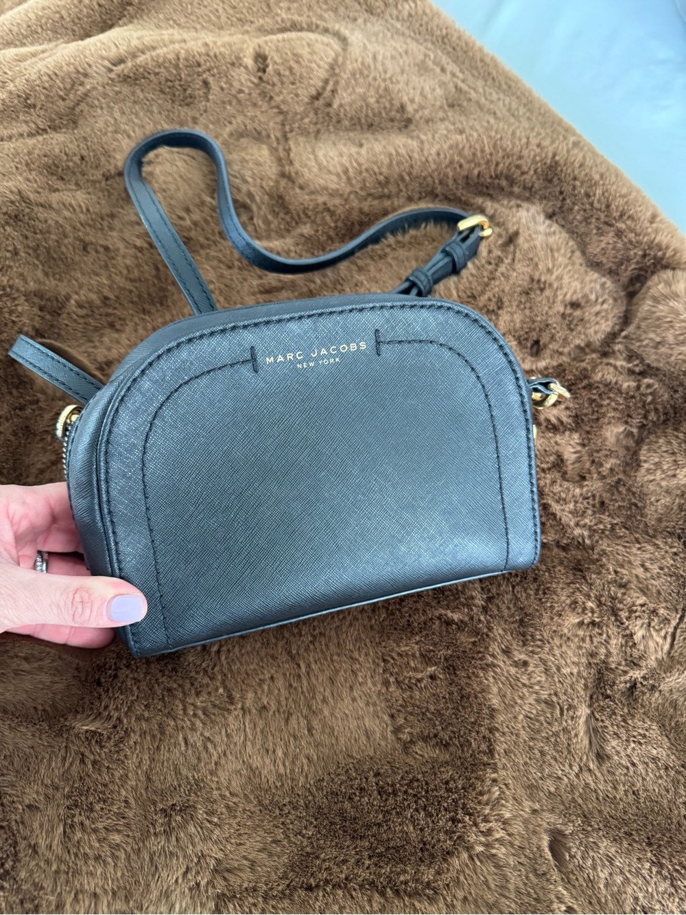 Marc Jacobs Black Saffiano Crossbody Dome Bag